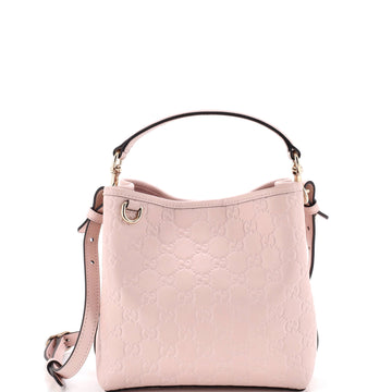 Gucci GG Emblem Bucket Bag GG Embossed Leather Small
