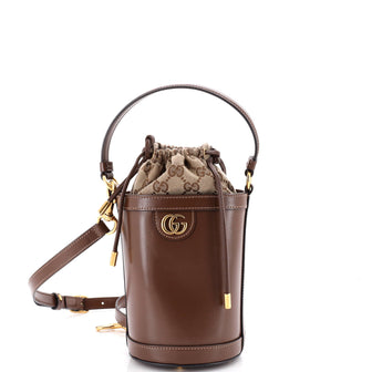 Gucci Ophidia Top Handle Bucket Bag Leather and GG Canvas Mini