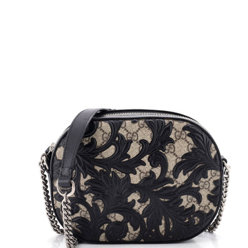 Gucci Chain Crossbody Bag Arabesque GG Coated Canvas with Leather Mini