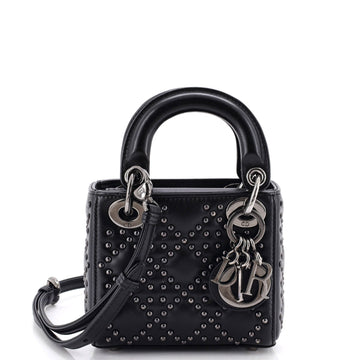 Christian Dior Lady Dior Bag Pearl Cannage Studded Lambskin Micro