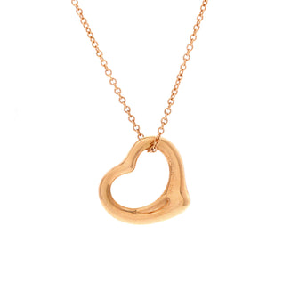 Tiffany & Co. Elsa Peretti Open Heart Pendant Necklace 18K Rose Gold 16mm