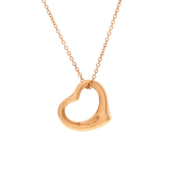 Tiffany & Co. Elsa Peretti Open Heart Pendant Necklace 18K Rose Gold 16mm