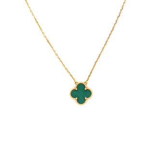 Van Cleef & Arpels Vintage Alhambra Pendant Necklace 18K Yellow Gold and Malachite