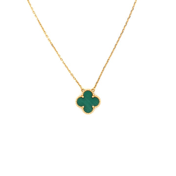 Van Cleef & Arpels Vintage Alhambra Pendant Necklace 18K Yellow Gold and Malachite