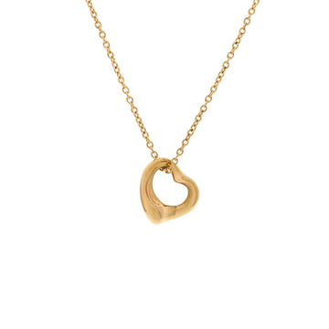 Tiffany & Co. Elsa Peretti Open Heart Pendant Necklace 18K Yellow Gold 11mm
