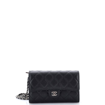 Chanel Classic Flap Wallet Crossbody Bag Quilted Caviar Mini