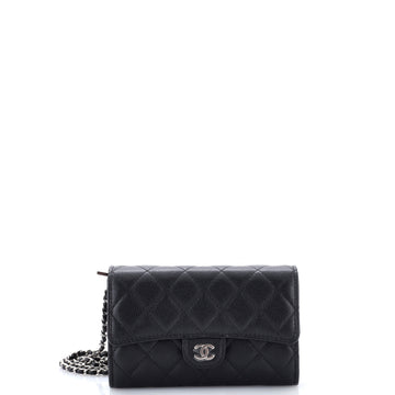 Chanel Classic Flap Wallet Crossbody Bag Quilted Caviar Mini