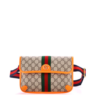 Gucci Ophidia Flap Belt Bag GG Coated Canvas with Leather