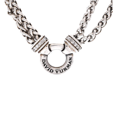 David Yurman Double Wheat Chain Necklace Sterling Silver with Diamonds