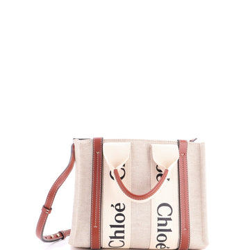 Chloe Woody Tote Canvas with Leather Small