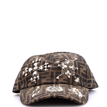 Fendi Logo Baseball Cap Embellished Zucca Canvas