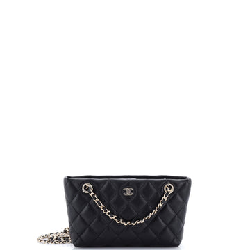 Chanel CC Classic Tote Clutch with Chain Quilted Caviar Mini