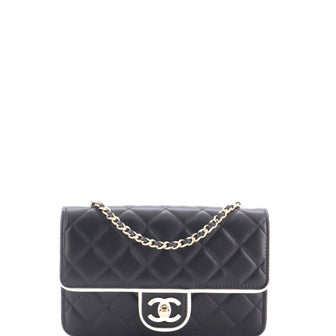 Chanel Enamel CC Bicolor Wallet on Chain Quilted Lambskin