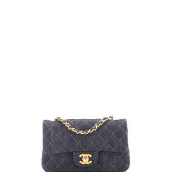 Chanel Classic Single Flap Bag Quilted Denim Mini
