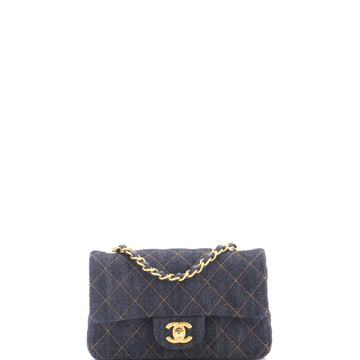 Chanel Classic Single Flap Bag Quilted Denim Mini