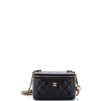 Chanel Pearl Crush Vanity Case with Chain Quilted Lambskin Small