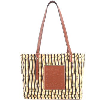 Loewe Paula's Ibiza Square Basket Tote Woven Reed with Leather Small