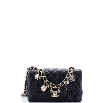 Chanel Coco Charms Classic Single Flap Bag Quilted Lambskin Mini