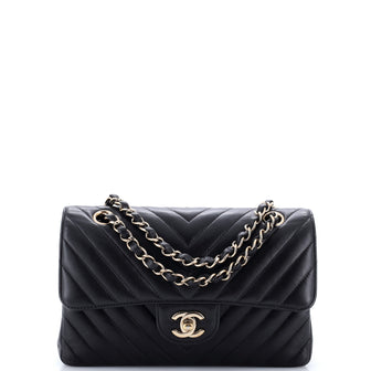 Chanel Classic Double Flap Bag Chevron Caviar Small