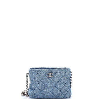 Chanel Sweet Heart Chain Crossbody Bag Quilted Camellia Denim Mini