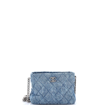 Chanel Sweet Heart Chain Crossbody Bag Quilted Camellia Denim Mini