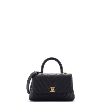 Chanel Coco Top Handle Bag Chevron Caviar Mini