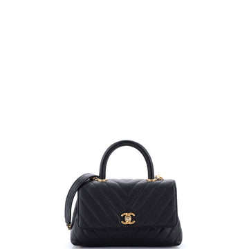 Chanel Coco Top Handle Bag Chevron Caviar Mini