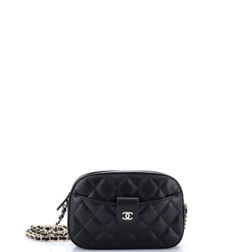 Chanel Slip Pocket Camera Case Bag Quilted Caviar Mini