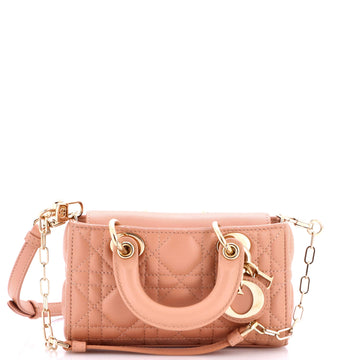 Christian Dior Lady D-Joy Bag Cannage Quilt Lambskin Micro