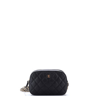 Chanel Zip Around Chain Camera Case Quilted Caviar Mini