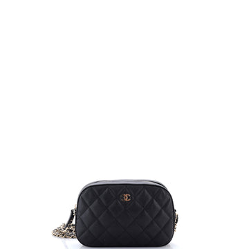 Chanel Zip Around Chain Camera Case Quilted Caviar Mini