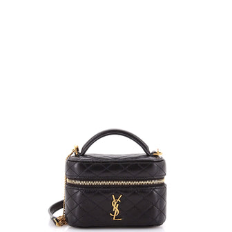 Saint Laurent Gaby Zip Around Vanity Bag Quilted Leather Micro