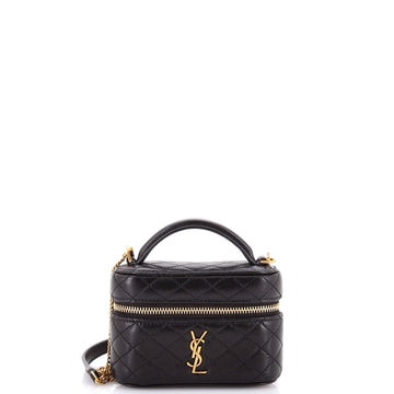 Saint Laurent Gaby Zip Around Vanity Bag Quilted Leather Micro
