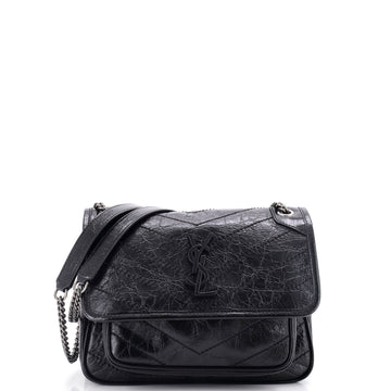 Saint Laurent Niki Chain Flap Bag Matelasse Chevron Leather Baby