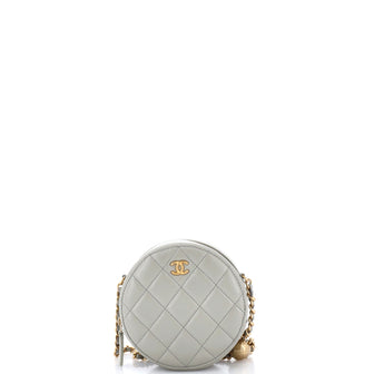 Chanel Pearl Crush Round Clutch with Chain Quilted Lambskin