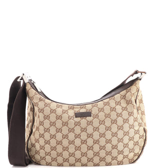 Gucci Saddle Zip Messenger Bag GG Canvas with Leather Medium