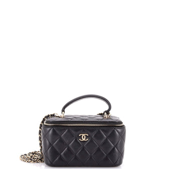 Chanel Classic Top Handle Vanity Case with Chain Quilted Lambskin Small