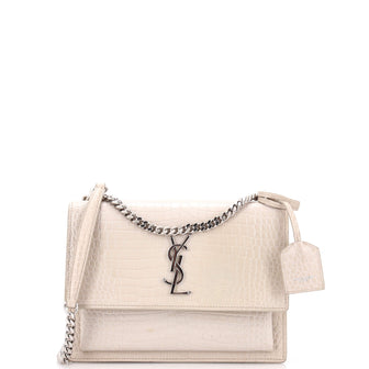 Saint Laurent Sunset Crossbody Bag Crocodile Embossed Leather Medium