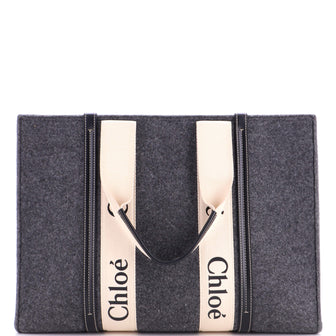 Chloe Woody Tote Recycled Felt with Leather and Canvas Large