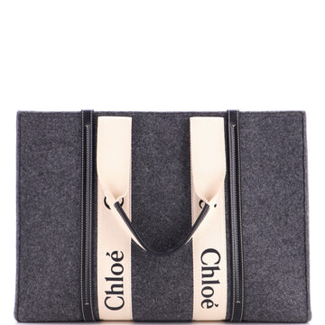 Chloe Woody Tote Recycled Felt with Leather and Canvas Large