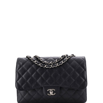 Chanel Classic Single Flap Bag Quilted Caviar Jumbo