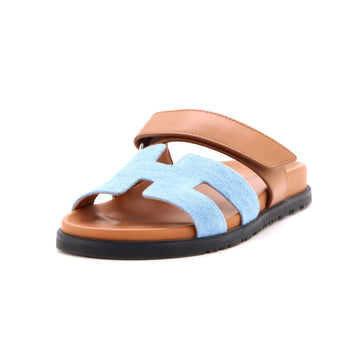 Hermes Women's Chypre Sandals Leather and Denim