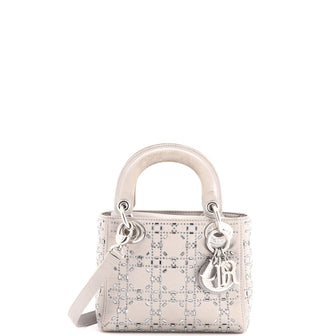 Christian Dior Lady Dior Bag Crystal Embellished Cannage Quilt Satin Mini