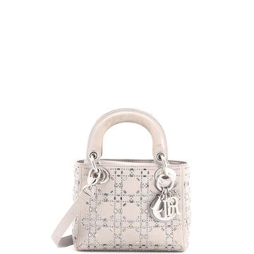 Christian Dior Lady Dior Bag Crystal Embellished Cannage Quilt Satin Mini