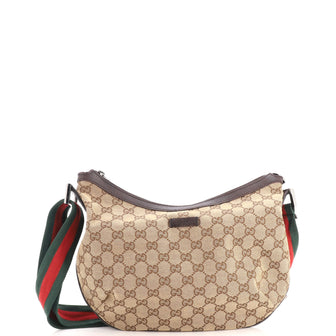 Gucci Saddle Zip Messenger Bag GG Canvas with Leather Medium