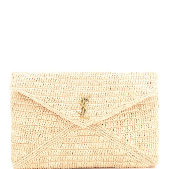 Saint Laurent Cassandre Envelope Clutch Raffia Large