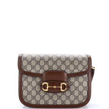 Gucci Horsebit 1955 Shoulder Bag GG Coated Canvas with Leather Small