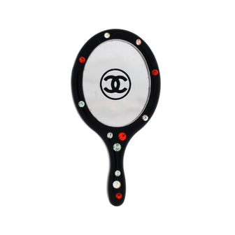 Chanel CC Mirror Brooch Crystal Embellished Tortoiseshell