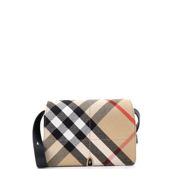 Burberry Snip Shoulder Bag Check Jacquard with Leather