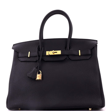 Hermes Birkin Handbag Black Togo with Gold Hardware 35